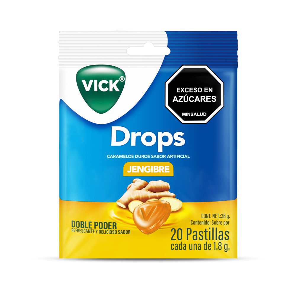 Pastillas Vick Drops Sobre 20 Unidades Jengibre
